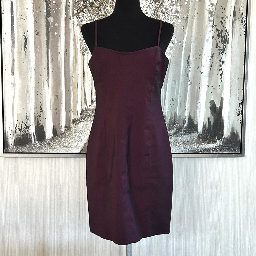 Y2K Laundry by Shelli Segal Burgundy Satin Cocktail Mini Dress - Size 10